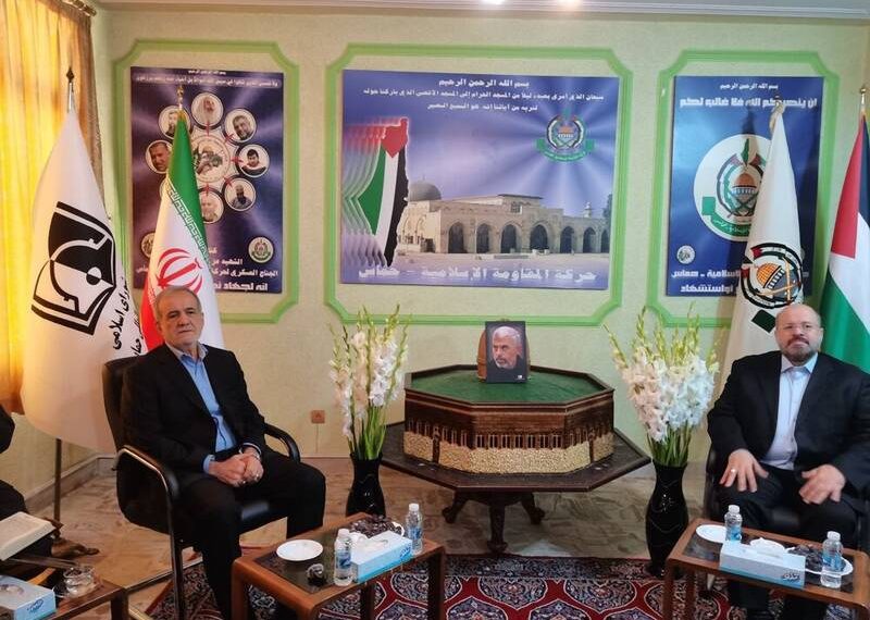 حضور پزشکیان در مراسم بزرگداشت شهید السنوار