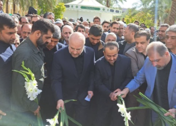 عطر افشانی و ادای احترام رئیس مجلس به مقام شامخ شهدای طبس