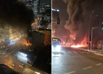 اصابت موشک به تل‌ آویو و وقوع آتش سوزی