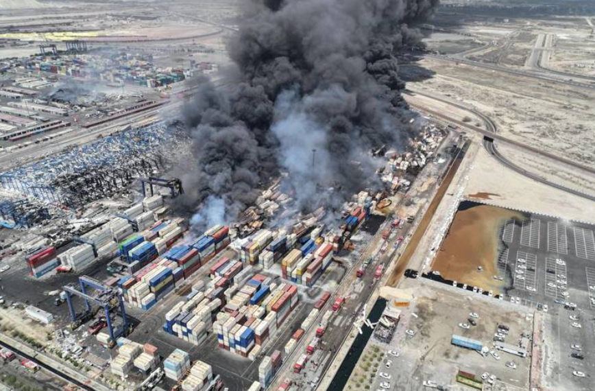 تصاویر هوایی از خسارت ناشی در بندر شهید رجایی